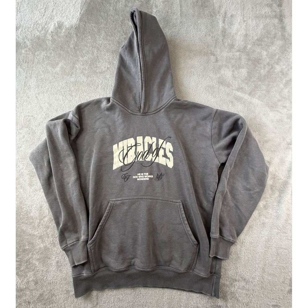 Elevated Faith Hoodie Unisex XS Gray God of Miracles Christian Graphic Pullover